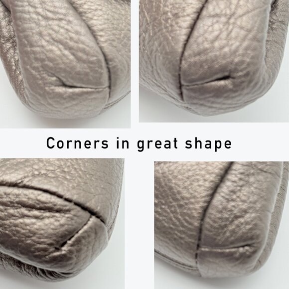 Brighton Pewter Leather Clutch Crossbody Purse Large Dimensional Flower on Front - Picture 17 of 17